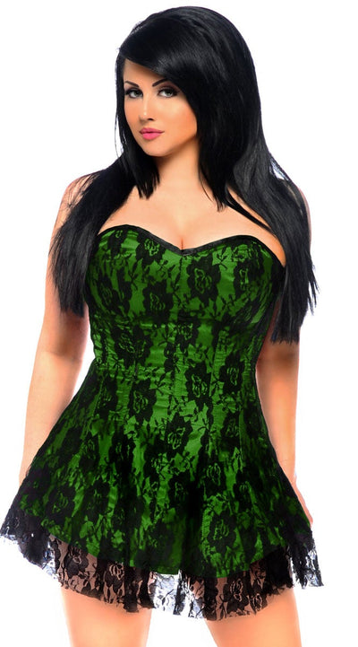 Lace Corset Dress in Green
