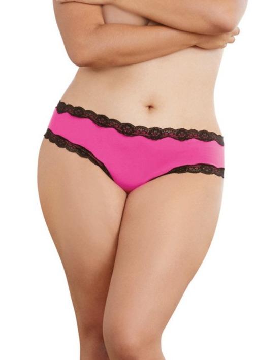 Open Back Cheeky Panty in Hot Pink/Black