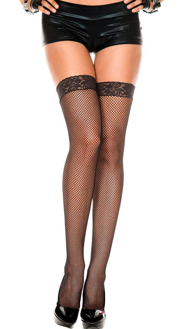 Lace Top Fishnet Thigh High