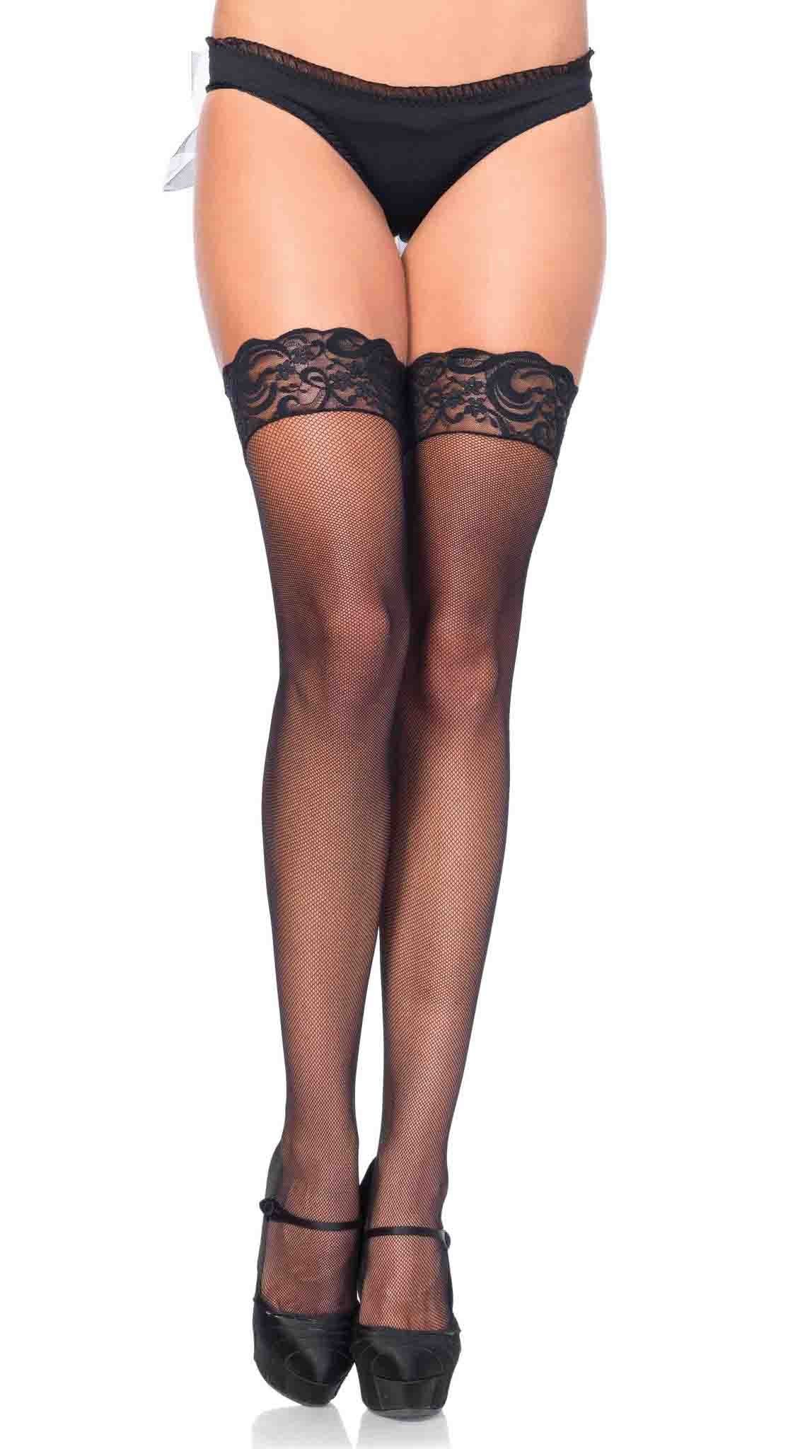 Stay Up Lace Top Micro Net Thigh Highs