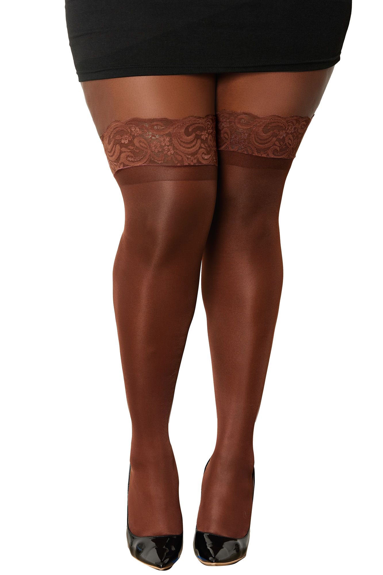 Lace Top Sheer Thigh Highs with Stay Up Silicone