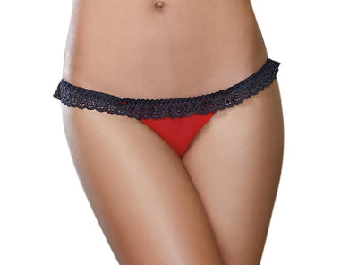 Open Back Panty with Heart Detail in Red/Black