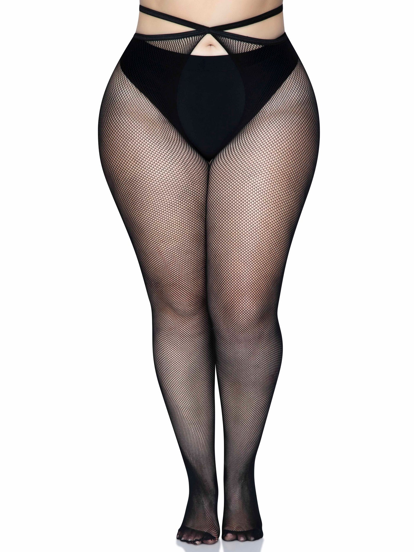 Micro Net Strappy Crotchless Tights