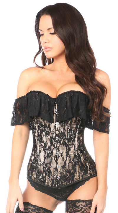 Lace Off-The-Shoulder Corset in Beige