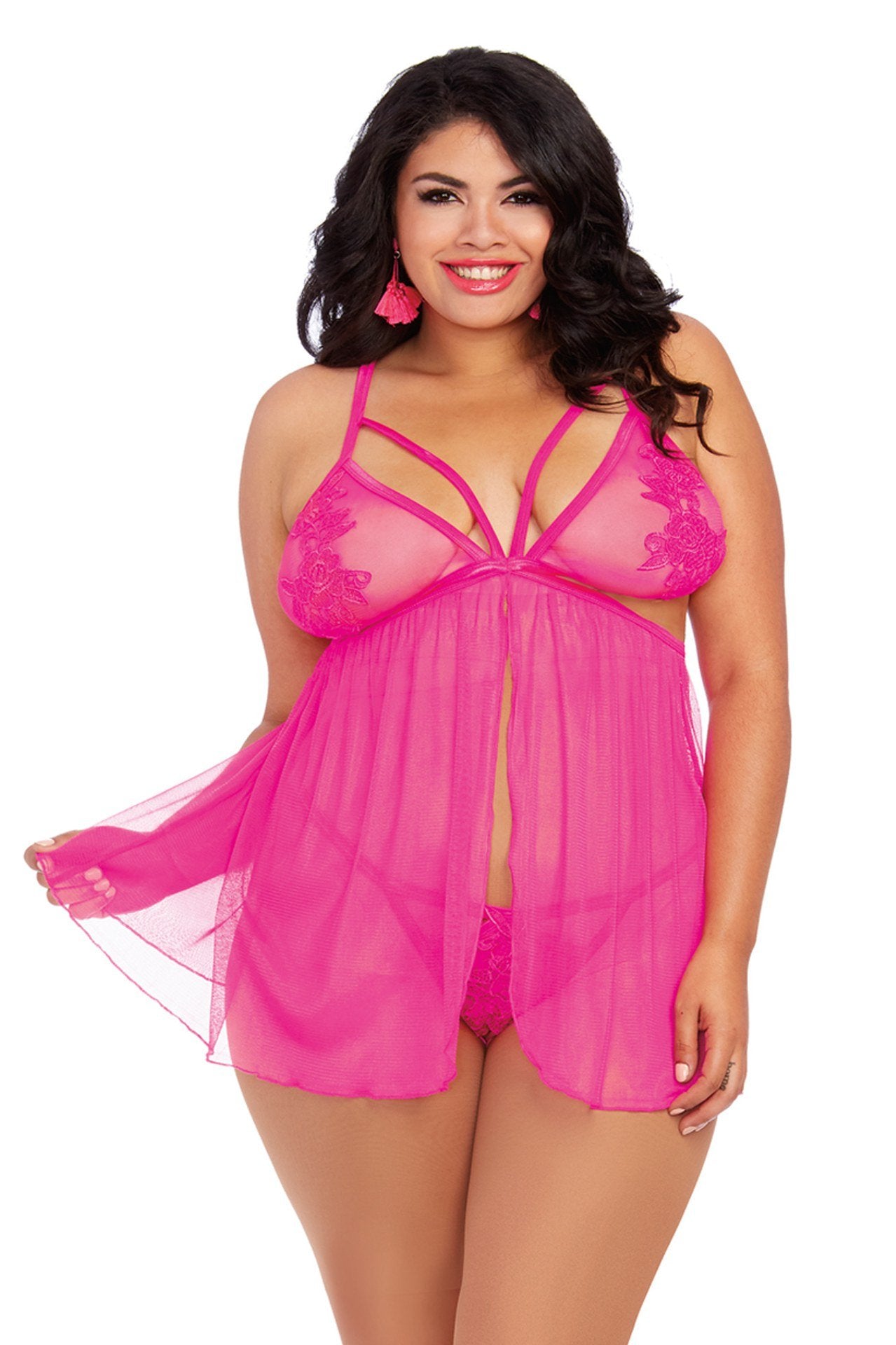 Babydoll and G-String in Hot Pink