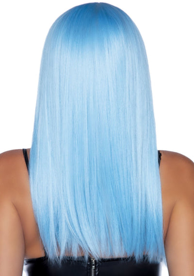 24 Inch Long Straight Bang Wig Blue