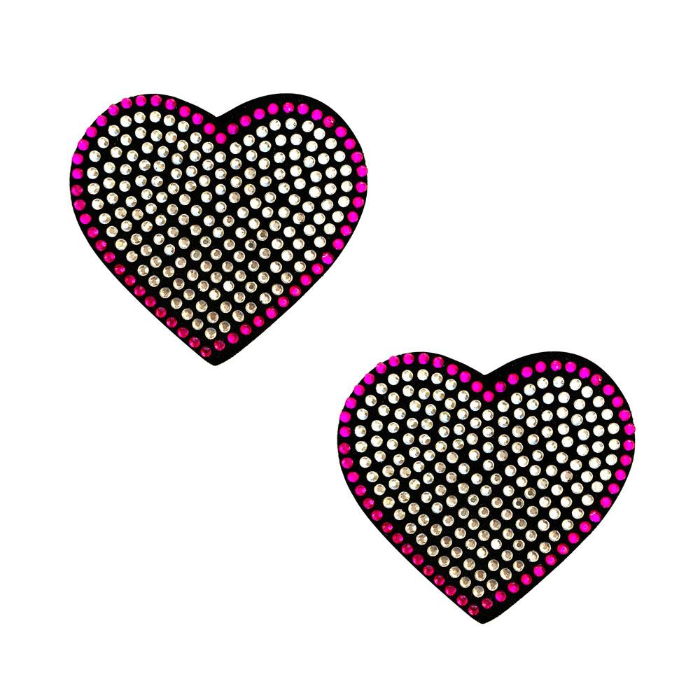 Heart 'N Soul Pink and Clear Iridescent Crystal Heart Reusable Silicone Nipztix