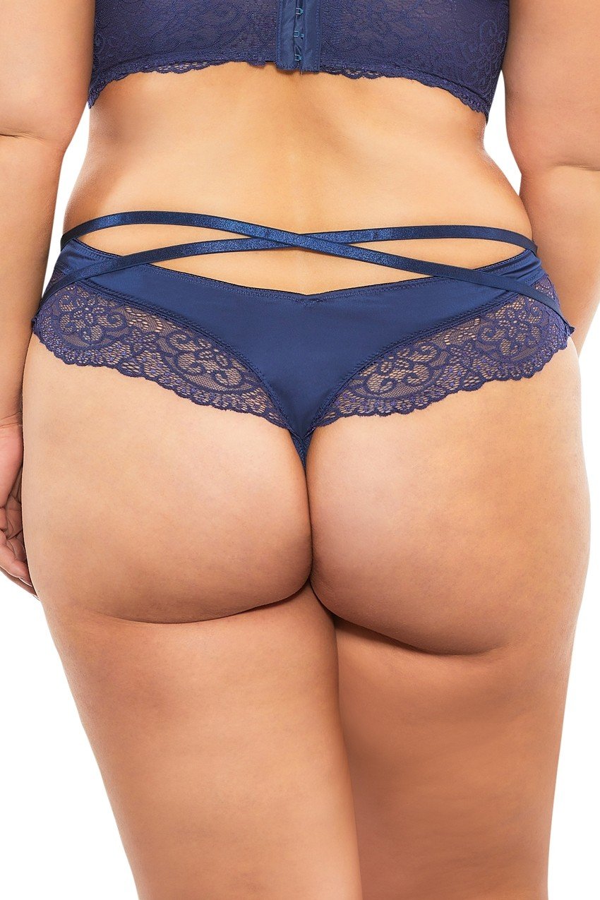 High Leg Lined Thong With Crossing Back Straps