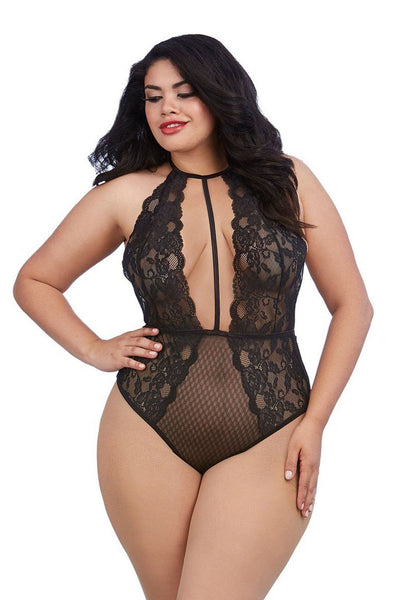 Teddy with Stretch Lace and Patterned Mesh